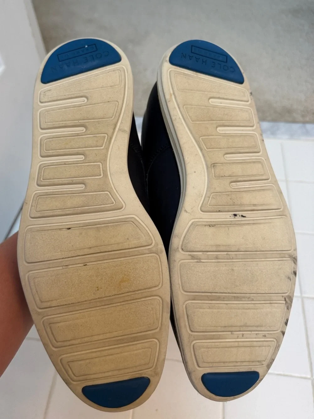 Men's Cole Haan Navy Leather Lace-Up Dress Shoes with Blue Stitching